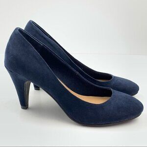 American Rag Felix heels 7.5 navy blue faux suede